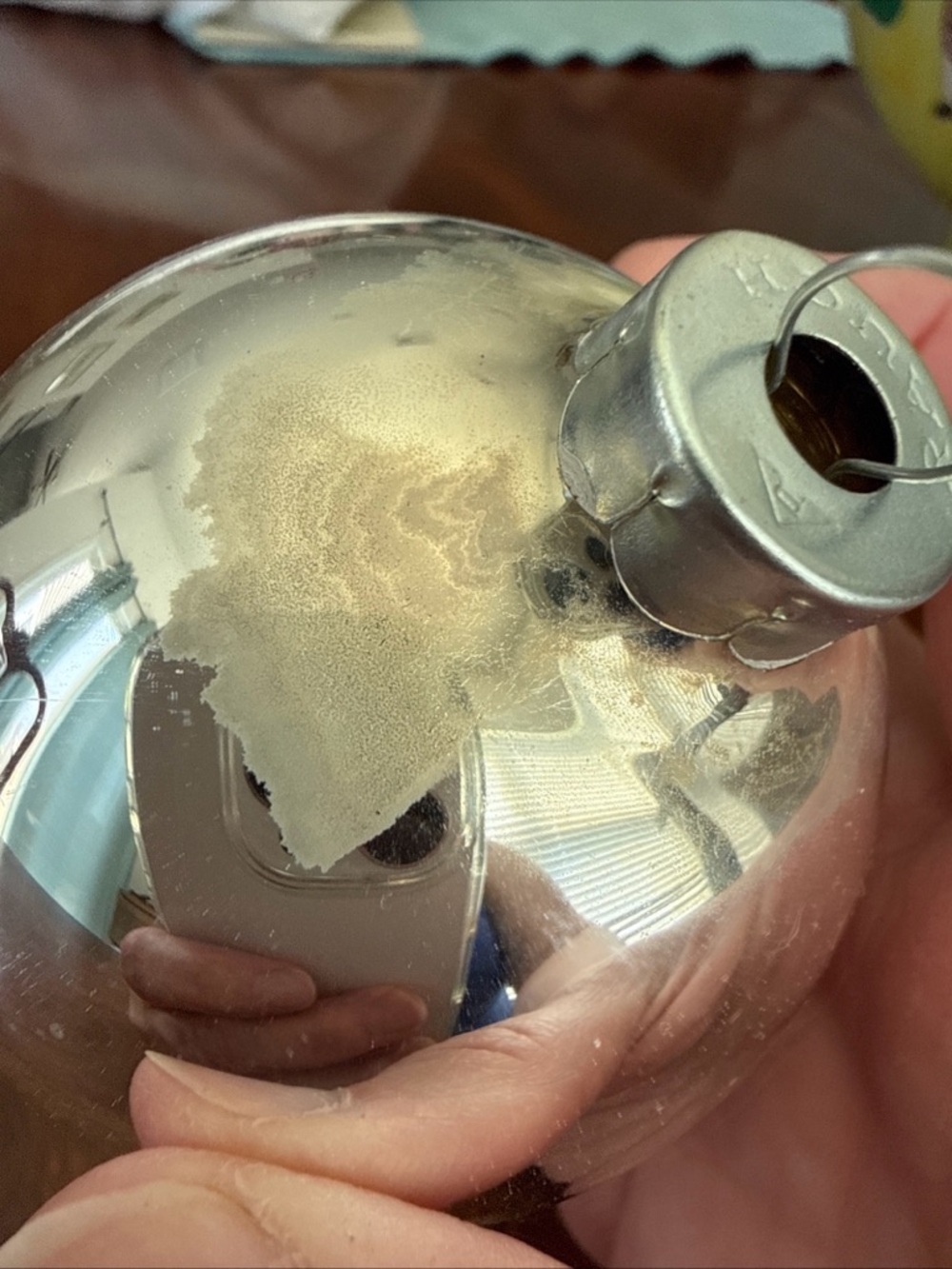 Rauch vintage glass 2” Christmas ornament  Silver made in USA. Mid century